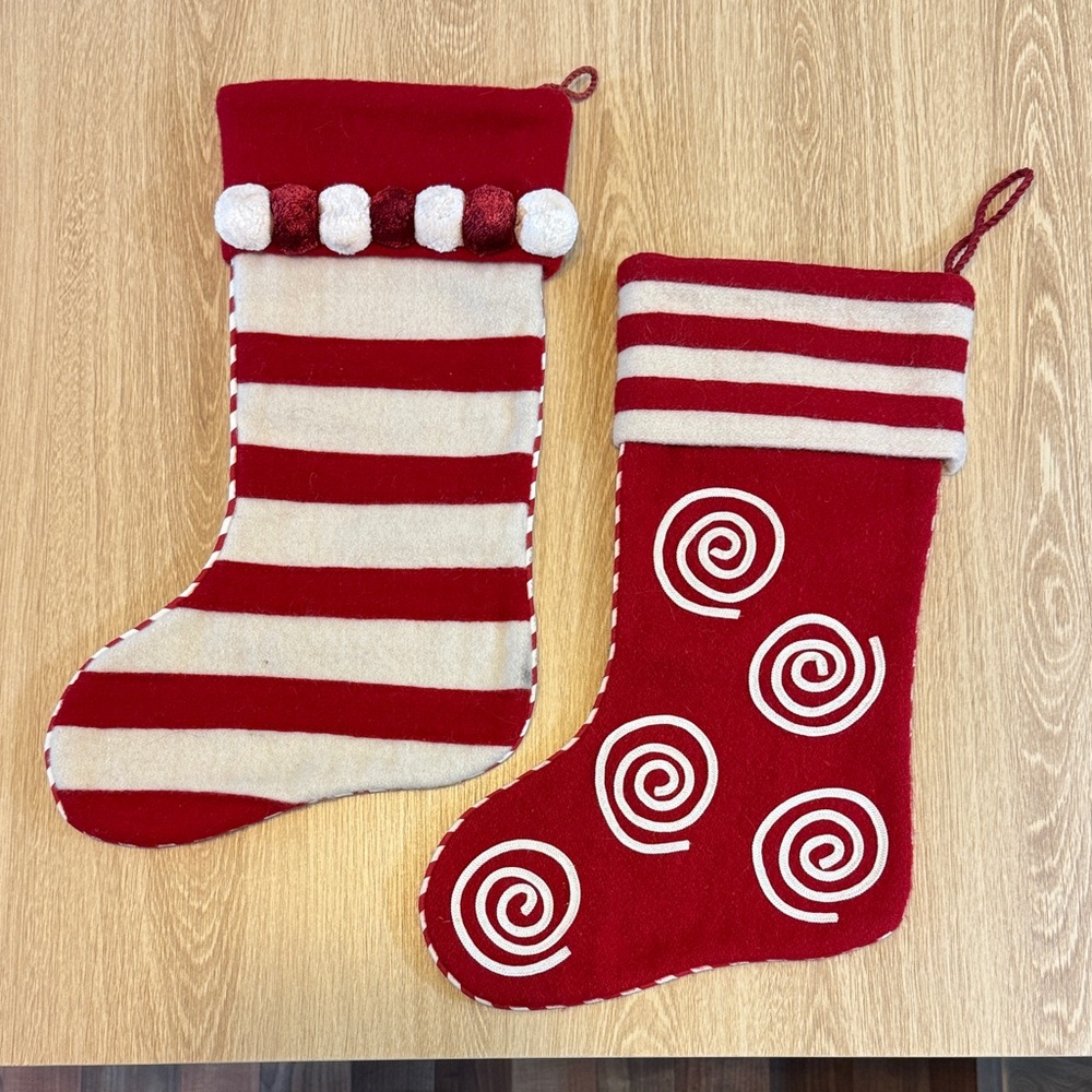 Crate&Barrel Felt Wool Christmas Stockings